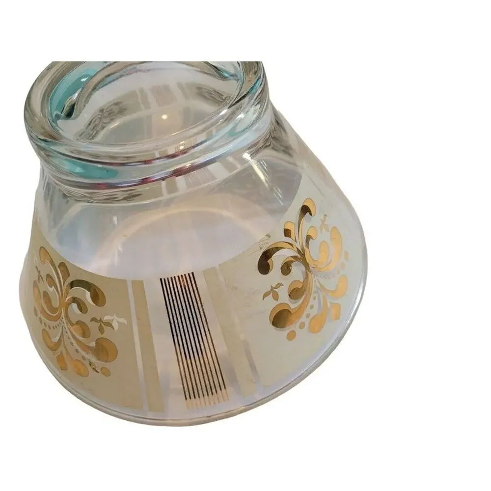Anchor Hocking Glass Chip Bowl Fleur-de-lis 22kt Gold MCM Vintage